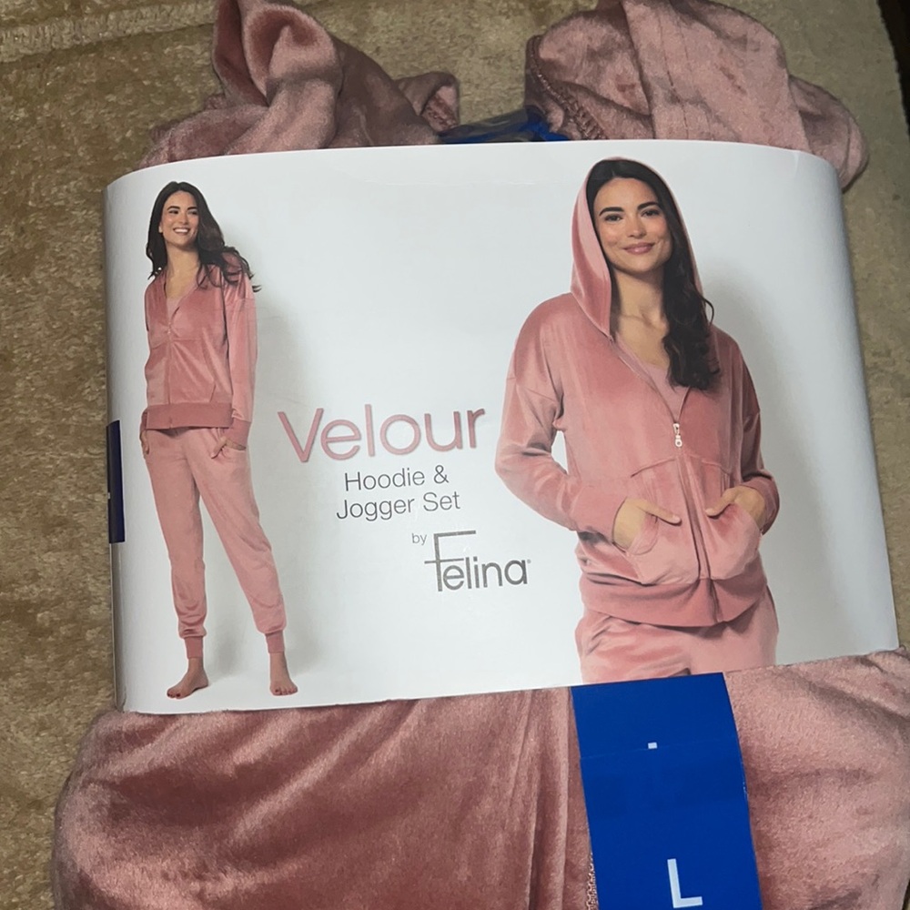 Pink velour jogger set